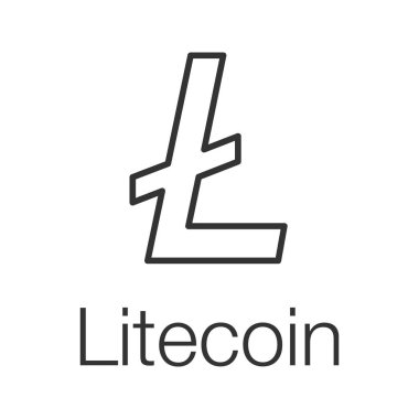Litecoin doğrusal simgesi. Cryptocurrency. İnce hat illüstrasyon. Madencilik. Kontur sembolü. Çizim vektör izole anahat
