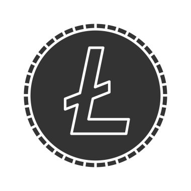 Litecoin glif simgesi. Cryptocurrency. Madencilik. Siluet simge. Negatif alan. İzole vektör çizim