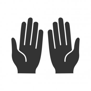 Müslüman dua eden eller glif simgesi. Allah için soruyorum. Siluet simge. Negatif alan. İzole vektör çizim