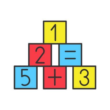 Matematik blok renkli simge. Eğitici bir oyun. İzole vektör çizim