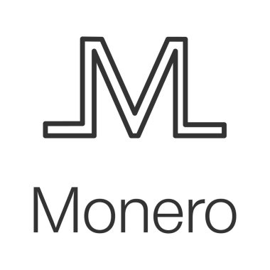 Monero sikke doğrusal simgesi. Kontur sembolü. Cryptocurrency. Madencilik. İnce hat illüstrasyon. Çizim vektör izole anahat