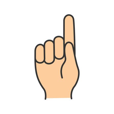 Cennet işaretçi el renk simgesi. Tanrı'nın jest. İşaret parmağı yukarıya. İzole vektör çizim