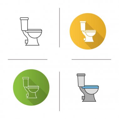Lavabo pan simgesi. Tasarım, doğrusal düz ve stilleri renk. Tuvalet. İzole vektör çizimler