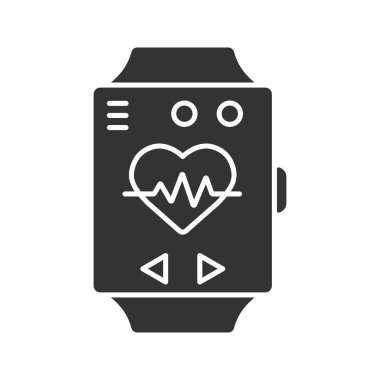 Spor bilezik glif idolü. Siluet simge. Fitness eğitimi için aracı. Negatif alan. İzole vektör çizim