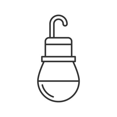 Ampul doğrusal simgesi. İnce hat illüstrasyon. Lamba. Kontur sembolü. Çizim vektör izole anahat