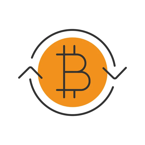 Bitcoin Échange Icône Couleur Remboursement Crypto Monnaie Illustration Vectorielle Isolée — Image vectorielle