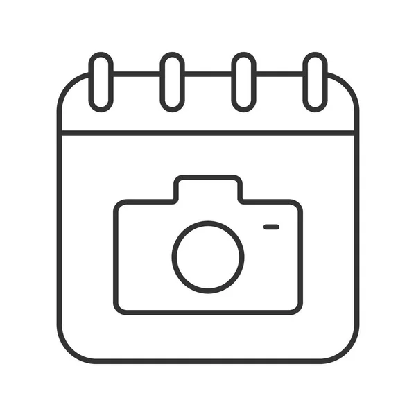 Tag Der Fotografin Schmalspur Illustration Kalenderblatt Mit Fotokamera Kontursymbol Vektor — Stockvektor