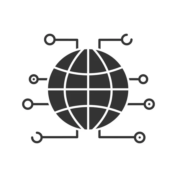 Global Cryptocurrency Glyph Pictogram World Wide Web Silhouet Symbool Globe — Stockvector