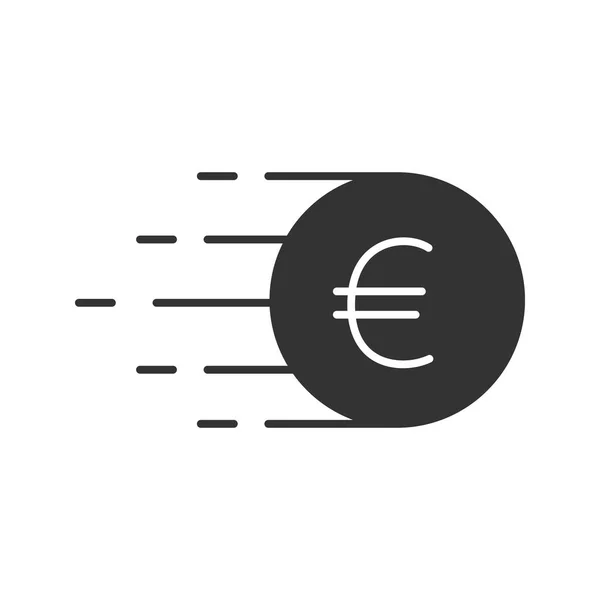 Repülő Euró Érme Karakterjel Ikonra Sziluettjét Szimbólum Európai Unió Pénznemében — Stock Vector