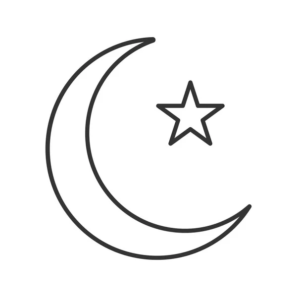 Estrella Luna Creciente Icono Lineal Bandera Otomana Ilustración Línea Delgada — Vector de stock