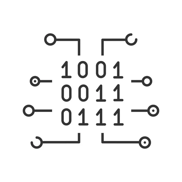 Binaire Code Lineaire Pictogram Illustratie Van Dunne Lijn Digitale Gegevens — Stockvector