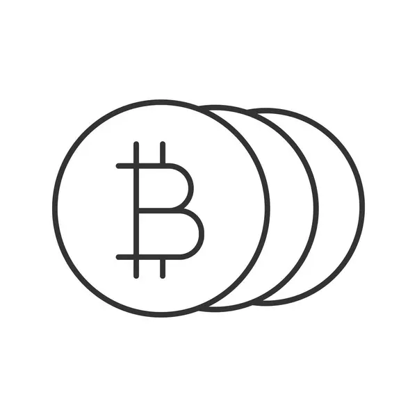 Icône Linéaire Bitcoins Crypto Monnaie Illustration Fine Symbole Contour Schéma — Image vectorielle