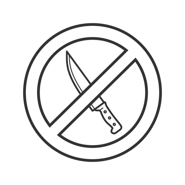 Tilos Jel Lineáris Knife Ikon Nincs Fegyver Tilalom Vékony Vonal — Stock Vector