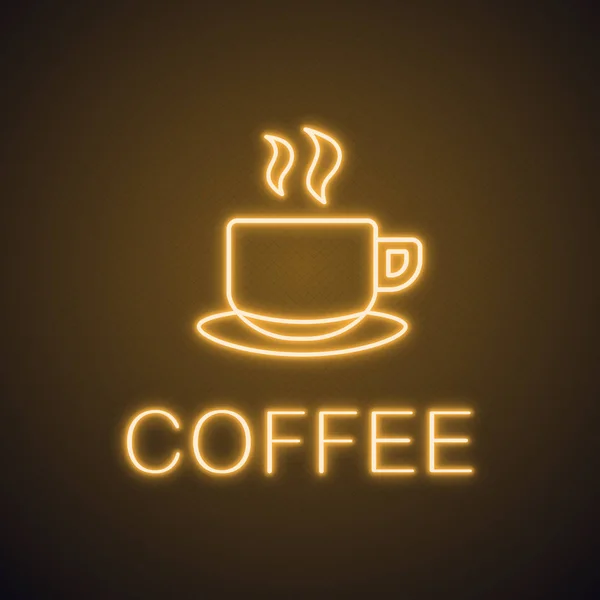 Taza Bebida Caliente Icono Luz Neón Señal Luminosa Café Ilustración — Archivo Imágenes Vectoriales