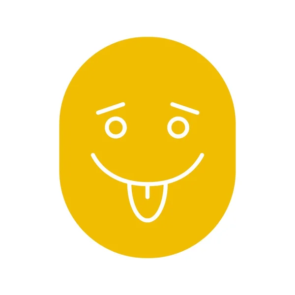 Yummy Uśmiech Otwartymi Oczami Glifów Kolor Ikony Sylwetka Symbol Białym — Wektor stockowy