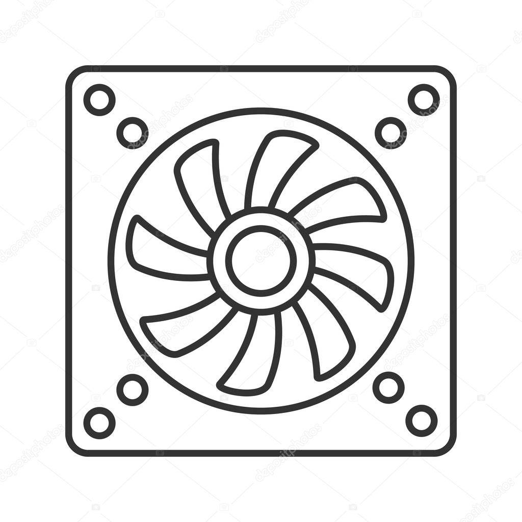 Exhaust fan linear icon. Conditioning. Thin line illustration. Air ventilation. Contour symbol. Vector isolated outline drawing