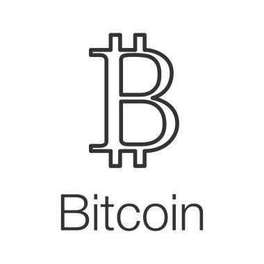 Bitcoin doğrusal simgesi. İnce hat illüstrasyon. Cryptocurrency. Kontur sembolü. Çizim vektör izole anahat