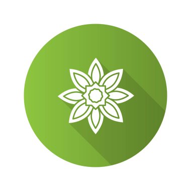 İslam yıldız düz tasarım uzun gölge glif simgesi. Dini sembolizm. Müslüman sanat. Vektör siluet çizimi