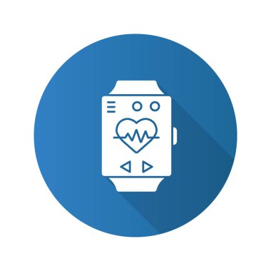 Spor bilezik düz tasarım uzun gölge glif simgesi. Fitness eğitimi için aracı. Vektör siluet çizimi