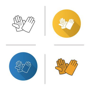 İnşaat eldiven simgesi. Tasarım, doğrusal düz ve stilleri renk. İzole vektör çizimler