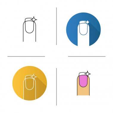 Tırnak parlatma simgesi. Tasarım, doğrusal düz ve stilleri renk. Parlatma, taşlama. İzole vektör çizimler