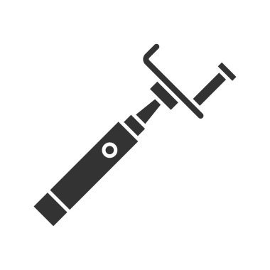 Monopod glif simgesi. Siluet simge. Selfie sopa. Negatif alan. İzole vektör çizim