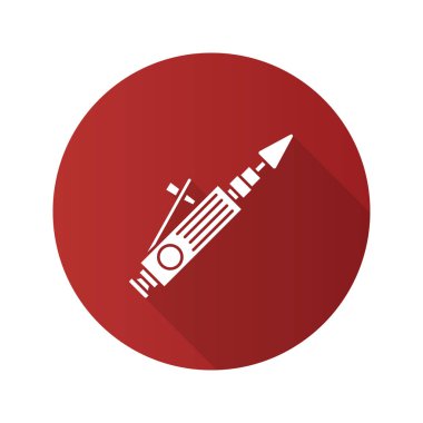 Hava ile çalışan Vana değirmeni düz tasarım uzun gölge glif simgesi. Vektör siluet çizimi