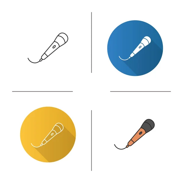 Microphone Icon Flat Design Linear Color Styles Isolated Vector Illustrations — Stock Vector