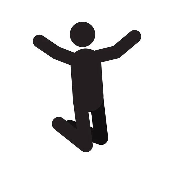Freudig Springende Person Silhouette Ikone Glück Erfolgreicher Mann Isolierte Vektorabbildung — Stockvektor