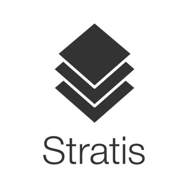 Stratis sikke glif simgesi. Siluet simge. Cryptocurrency. Madencilik. Negatif alan. İzole vektör çizim