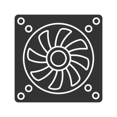 Egzoz fan glif simgesi. Klima. Siluet simge. Hava havalandırma. Negatif alan. İzole vektör çizim