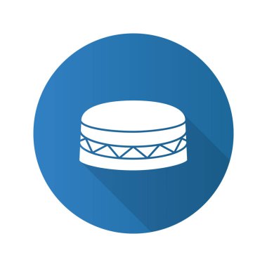 DAF düz tasarım uzun gölge glif simgesi. Davul. Vektör siluet çizimi