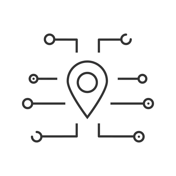 Icona Lineare Navigazione Gps Illustrazione Linea Sottile Mappatura Digitale Mappa — Vettoriale Stock