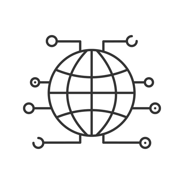 Ícone Linear Criptomoeda Global World Wide Web Ilustração Fina Acesso — Vetor de Stock
