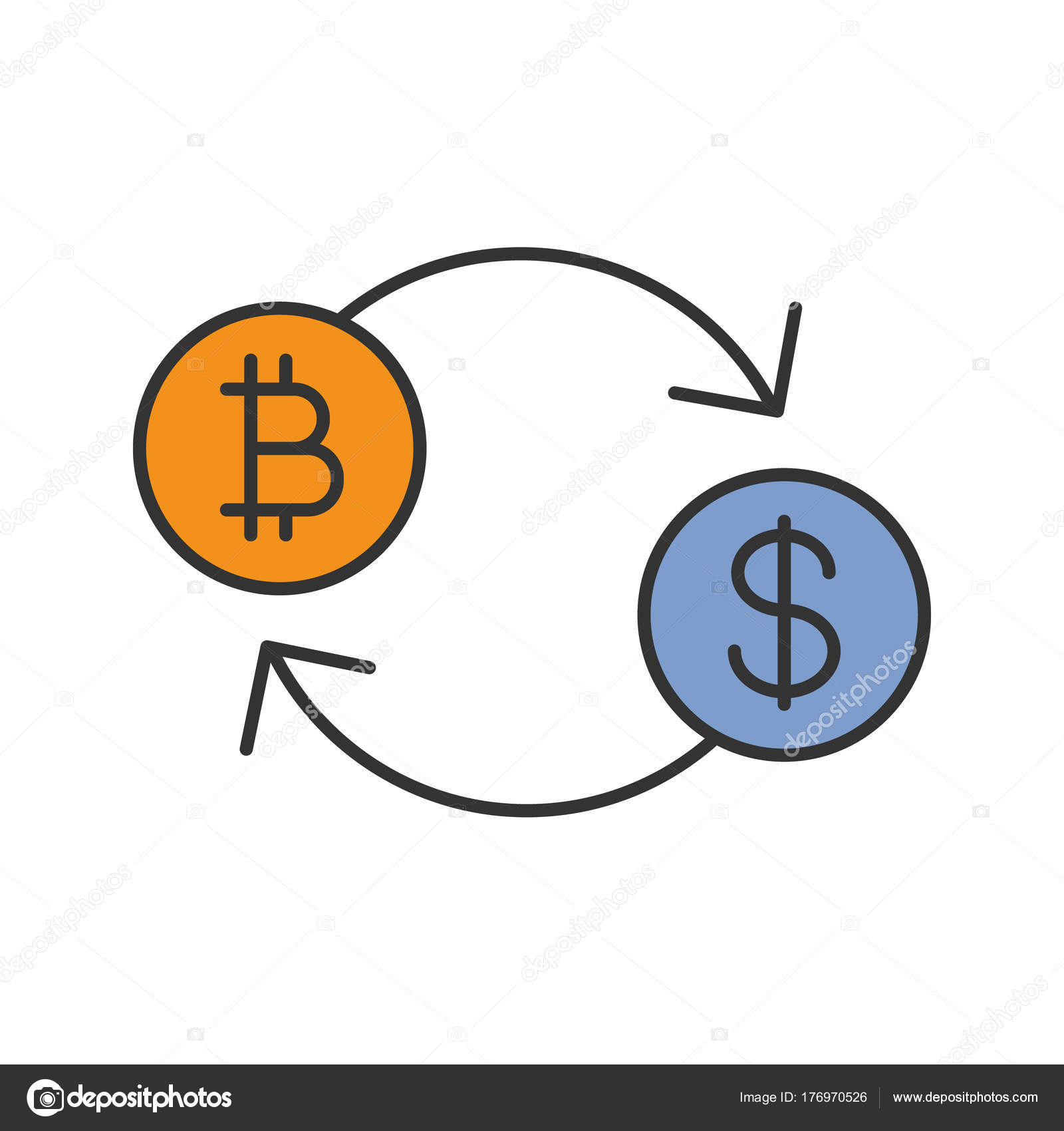 Bitcoin Austausch Farbe Symbol Online Banking Kryptowahrung - 