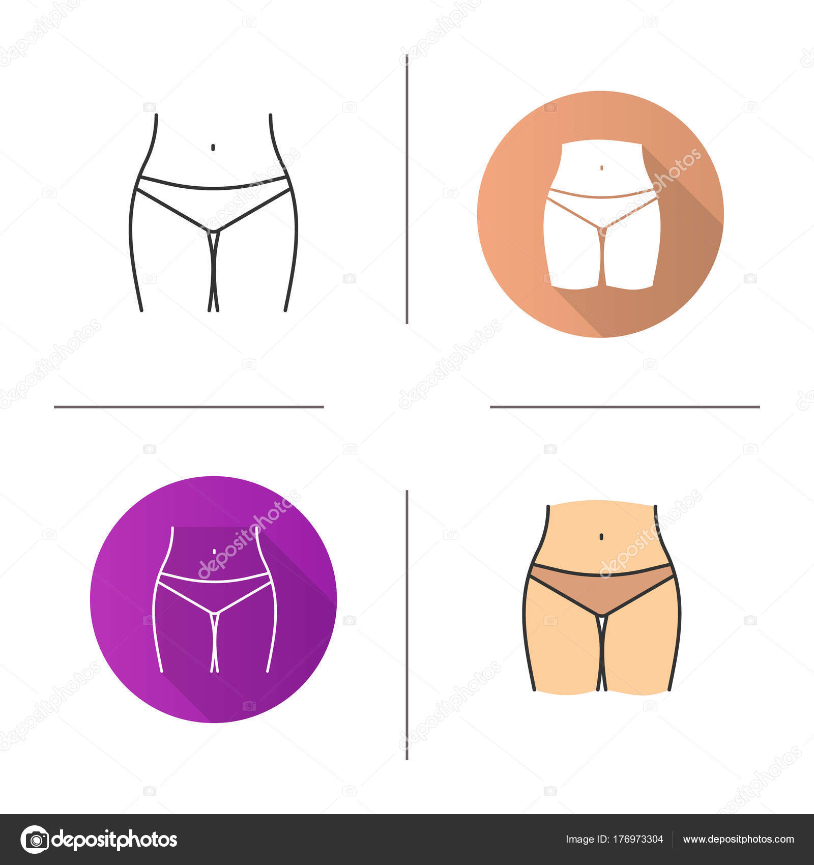 Diseño Del Plano Lineal Color Bikini Estilos Zona Icono I9EHD2W