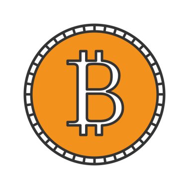 Bitcoin renk simgesi. Cryptocurrency. İzole vektör çizim