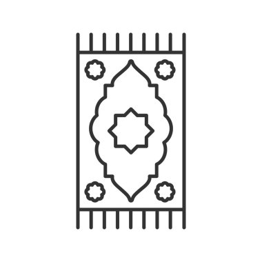 Mat doğrusal simgesi dua. İnce hat illüstrasyon. İslam kültürü. Halı. Kontur sembolü. Çizim vektör izole anahat
