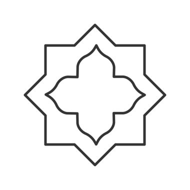 İslam yıldız doğrusal simgesi. İnce hat illüstrasyon. Müslüman sanat. Kontur sembolü. Çizim vektör izole anahat