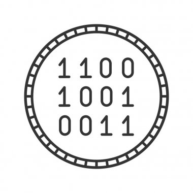 İkili kod doğrusal simgesiyle para. İnce hat illüstrasyon. Kontur sembolü. Dijital teknoloji. E-para. Güvenli ödeme. Çizim vektör izole anahat