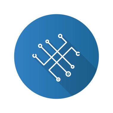 Dijital para düz tasarım uzun gölge glif simgesi. Güvenli ödeme. Cryptocurrency. Çip. Vektör siluet çizimi