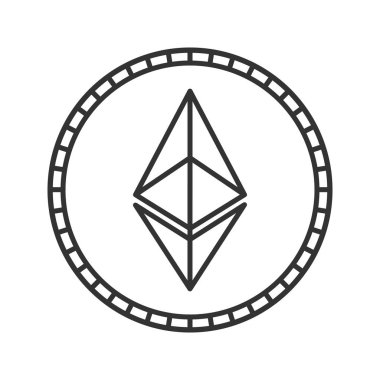 Ethereum para doğrusal simgesi. Cryptocurrency. İnce hat illüstrasyon. Madencilik. Kontur sembolü. Çizim vektör izole anahat