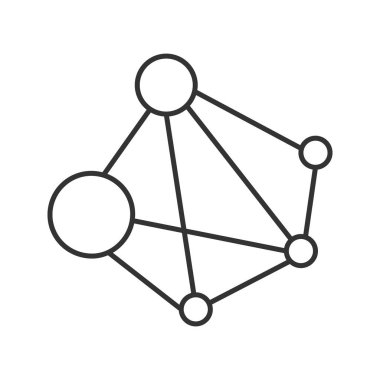 Küresel ağ doğrusal kutsal kişilerin resmi. Blockchain. İnce hat illüstrasyon. Küresel cryptocurrency. Kontur sembolü. Çizim vektör izole anahat