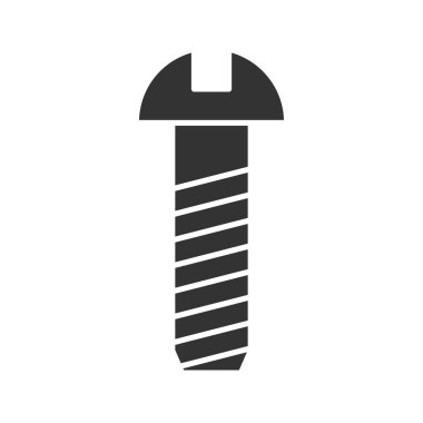 Metal cıvata glif simgesi. Siluet simge. Metal cıvata. Negatif alan. İzole vektör çizim