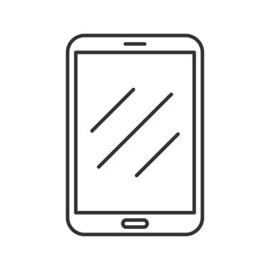 Tablet bilgisayar doğrusal simgesi. İnce hat illüstrasyon. Kontur sembolü. Çizim vektör izole anahat