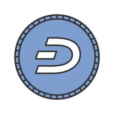 Dashcoin renk simgesi. Çizgi. Cryptocurrency. Madencilik. İzole vektör çizim