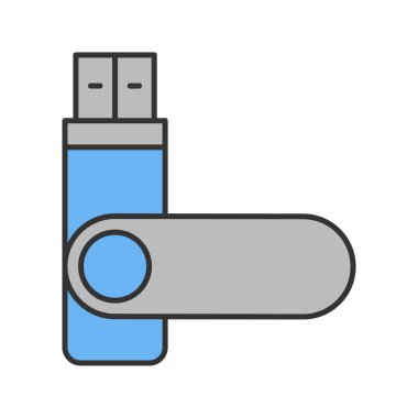 USB flash sürücü renk simgesi. Bellek sopa. İzole vektör çizim