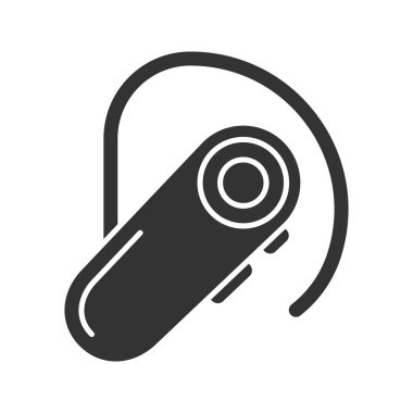 Kulak kablosuz kulaklık glif simgesi. Siluet simge. Negatif alan. İzole vektör çizim