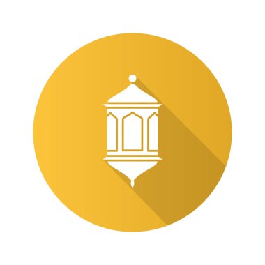 Fener düz tasarım uzun gölge glif simgesi. Duvar lambası. Vektör siluet çizimi