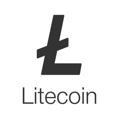 Litecoin glif simgesi. Siluet simge. Cryptocurrency. Madencilik. Negatif alan. İzole vektör çizim